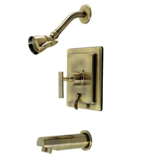 Kingston Brass Manhattan Single Handle 1-Spray Tub and Shower Faucet 1.8 GPM with Pressure Balance in Antique Brass