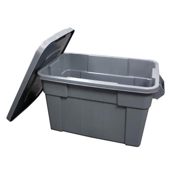 20 gal. Plastic Durable Storage Bin with Lid in Gray (1-Pack)