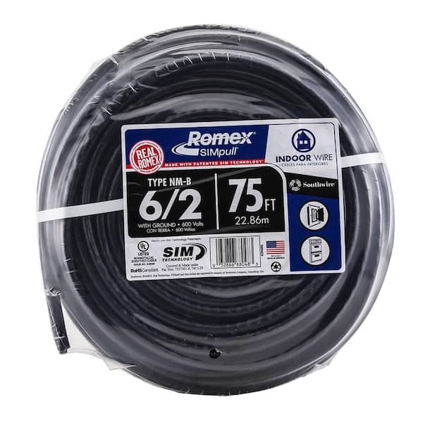 Southwire 75 Ft 6 2 Stranded Romex Simpull Cu Nm B W G Wire The Home Depot