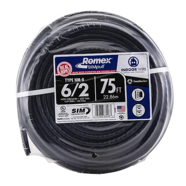 Southwire - 75 ft. 6/2 Stranded Romex SIMpull CU NM-B W/G Wire
