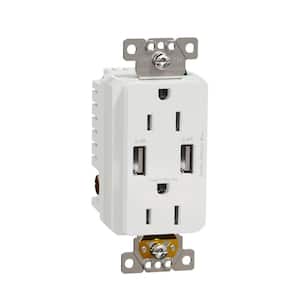 X Series 15 Amp 125-Volt Tamper Resistant Indoor USB A/A 4.8 Amp Duplex Decorator Outlet Back Wire Clamps Matte White