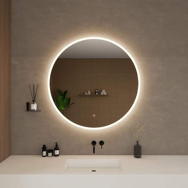 Rhonda 36 in. W x 36 in. H Round Frameless Anti-Fog LED Dimmable Wall Bathroom Vanity Mirror