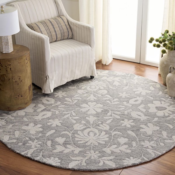 Metro 6 ft. x 6 ft. Gray/Ivory Persian Round Rug