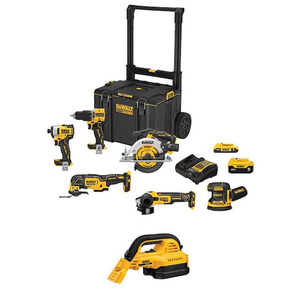 20-Volt Lithium-Ion Cordless 6-Tool Combo Kit and Wet/Dry Vac with 5 Ah and 2 Ah Batteries Charger and Rolling Toolbox