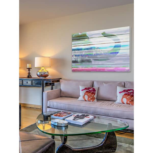 Unbranded 12 in. H x 18 in. W "Happy Pachyderm" by Parvez Taj Printed White Wood Wall Art