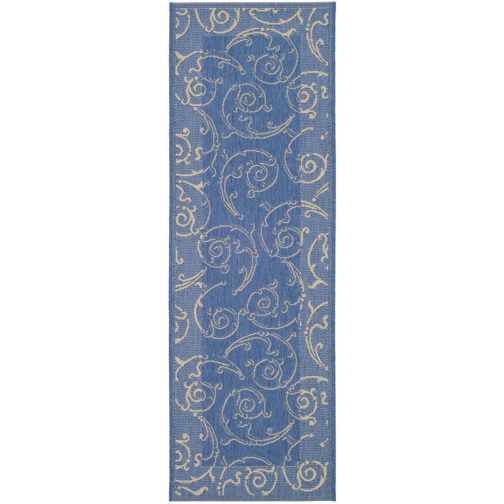 Courtyard Blue/Natural 2 ft. x 12 ft. Border Indoor/Outdoor Patio  Runner Rug price history on PriceWatchPro