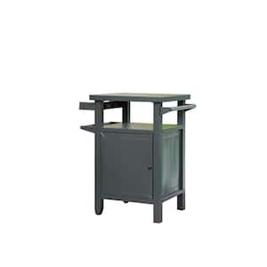Outdoor Grill Carts with Storage and Wheels, Metal Portable Table and Storage Cabinet for BBQ, Deck, Patio (Dark Grey)