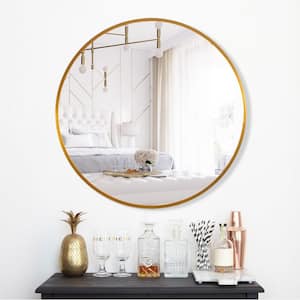 35.4 in. x 35.4 in. Modern Round Metal Framed Wall Mounted Bathroom Vanity Mirror