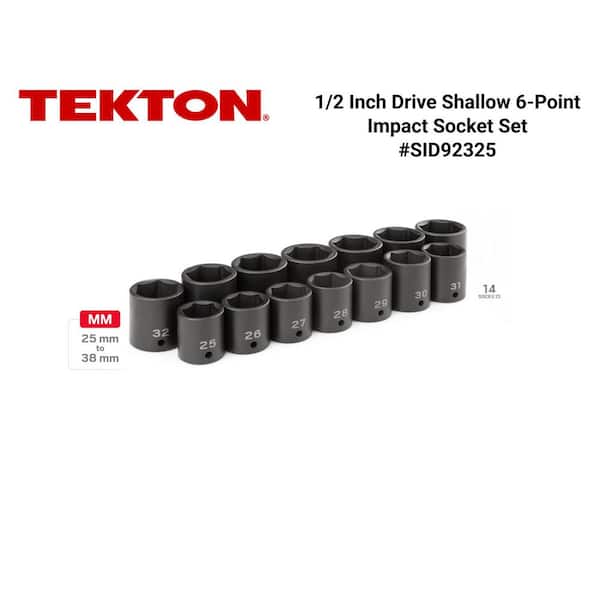 25 mm to 38 mm 1/2 in. Drive 6-Point Impact Socket Set (14-Piece)