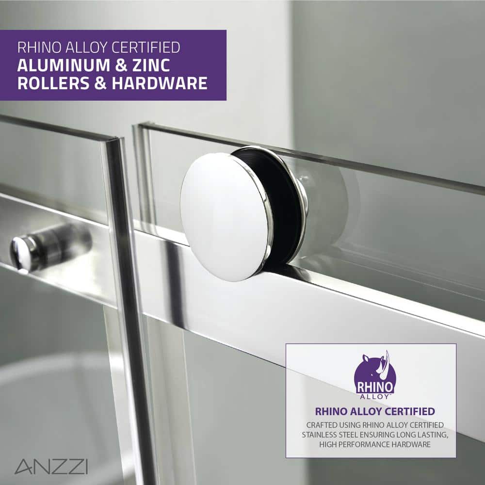 Rhodes 60" x 76" Frameless Chrome Sliding Shower Door