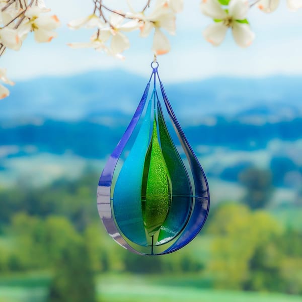 16 in. H Blue and Green Metal Wind Spinner