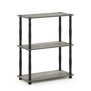 29.6 in. Tall French Oak/Black Wood 3-Shelves Etagere Bookcases