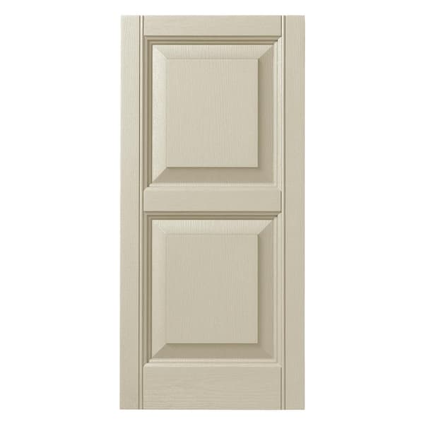 Ply Gem 12 in. x 28 in. Raised Panel Polypropylene Shutters Pair in Sand Dollar