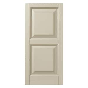 12 in. x 31 in. Raised Panel Polypropylene Shutters Pair in Sand Dollar