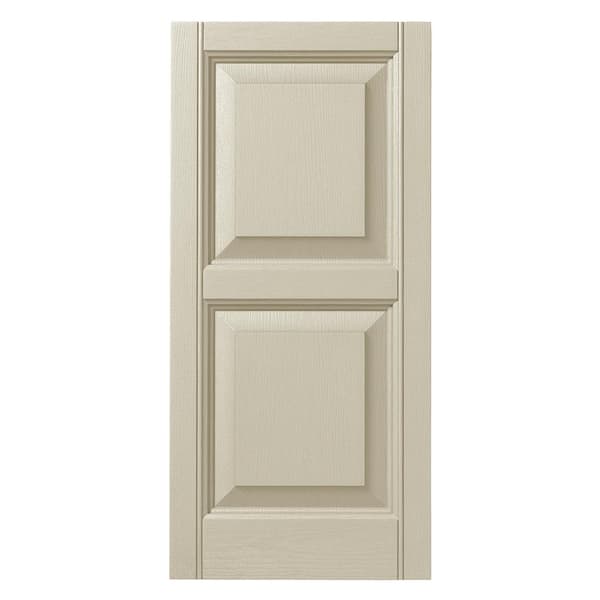 Ply Gem 12 in. x 35 in. Raised Panel Polypropylene Shutter in Sand Dollar