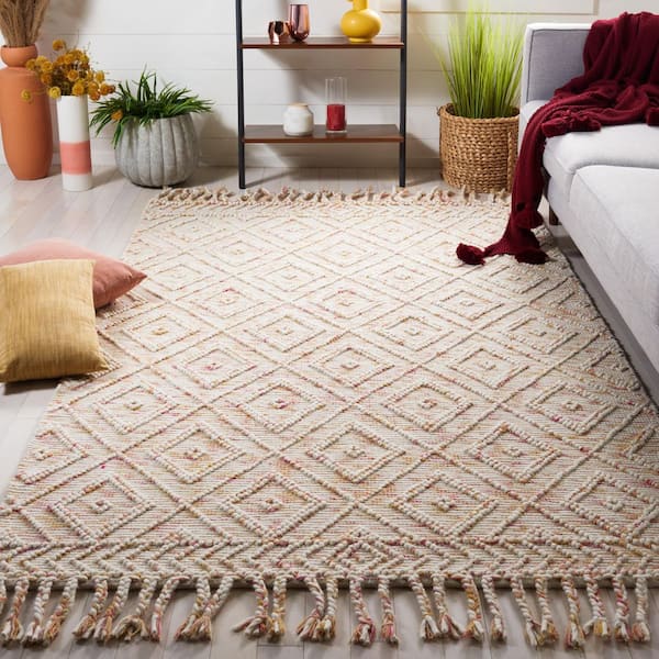 Natura 4 ft. x 6 ft. Ivory/Red Diamond Marle Area Rug