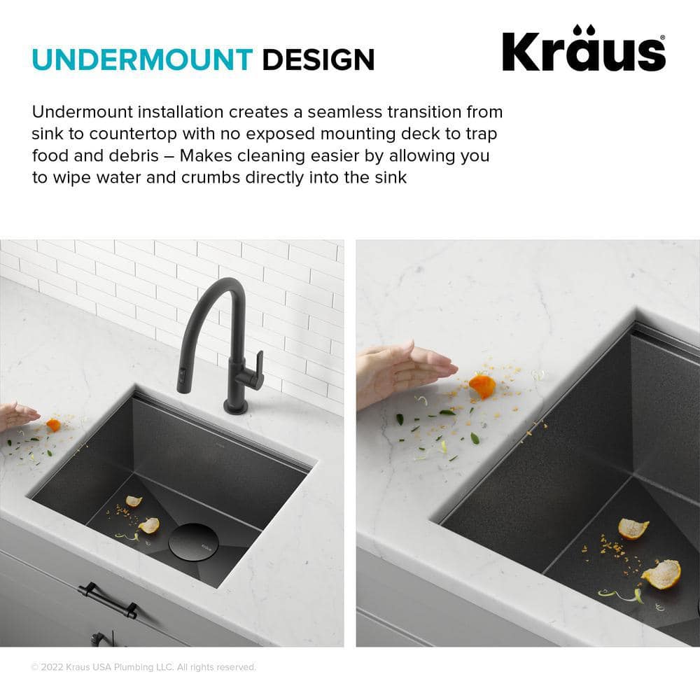 Kore 21" Black Stainless Steel Single Bowl Undermount Kitchen Sink