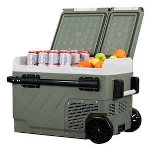 42 Qt. Portable Fridge Car Refrigerator Dual Zone Electric Cooler 12-Volt Compressor Freezer with Handle and Wheels