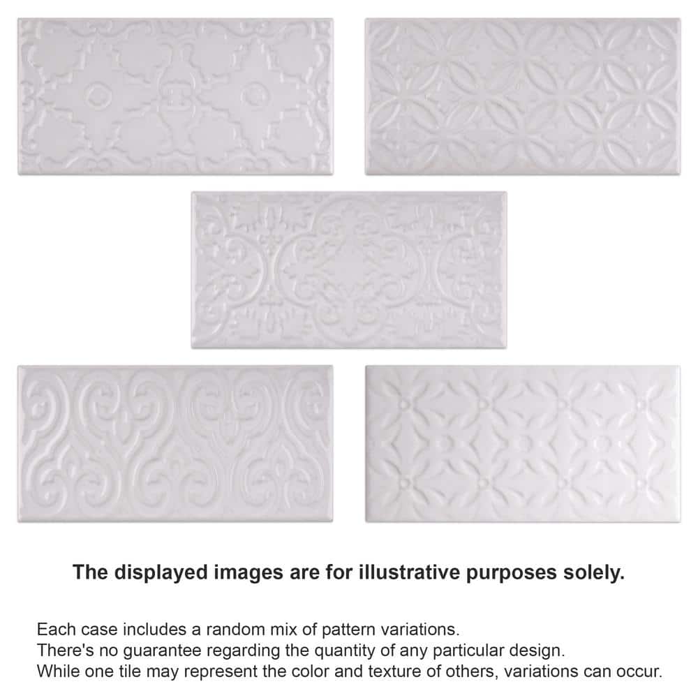 Blanco White Polished Ceramic Subway Wall Tile 5x10
