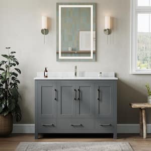 Sheffield 48 in. W x 22 in. D Single Bath Vanity in Dark Gray with Cultured Marble Vanity Top in White with White Basin