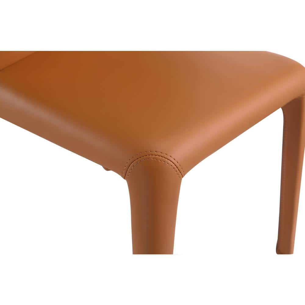 Set of 2 Saddle Brown Faux Leather Dining Chairs with Metal Legs