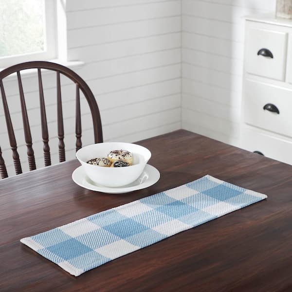 VHC Brands Annie 8 in. W x 24 in. L Blue Buffalo Check cotton Blend Table Runner