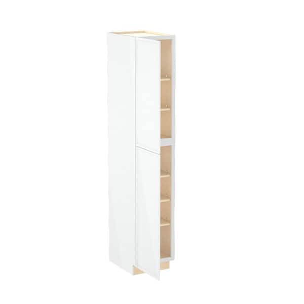 Franklin 18 in. W x 24 in. D x 96 in. H Assembled Plywood Pantry Kitchen Cabinet in Vesper White with Soft Close LH