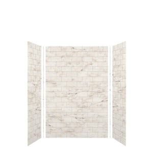 SaraMar 36 in. x 48 in. x 72 in. 3-Piece Easy Up Adhesive Alcove Shower Wall Surround in Biscotti Marble