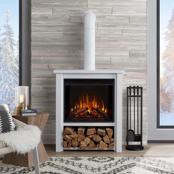 Real Flame Hollis 32 in. Freestanding Electric Fireplace in White