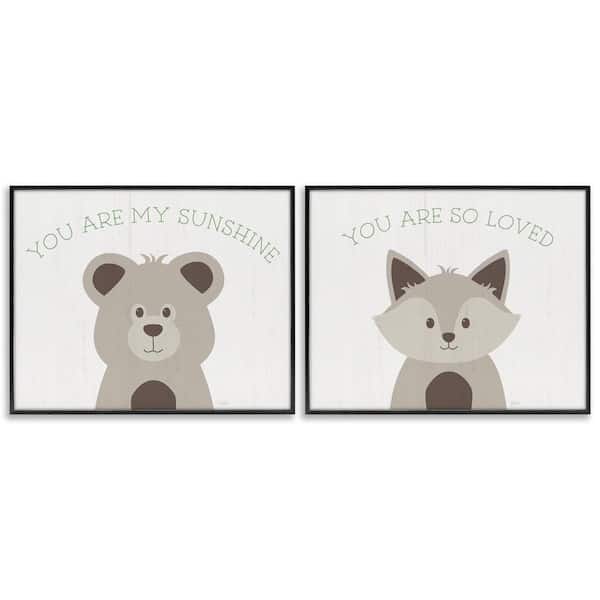 Stupell Industries Uplifting Kid's Animal Quotes by Natalie Carpentieri 2 Pieces Black Framed Animal Giclee Art Print 24 in. x 30 in.