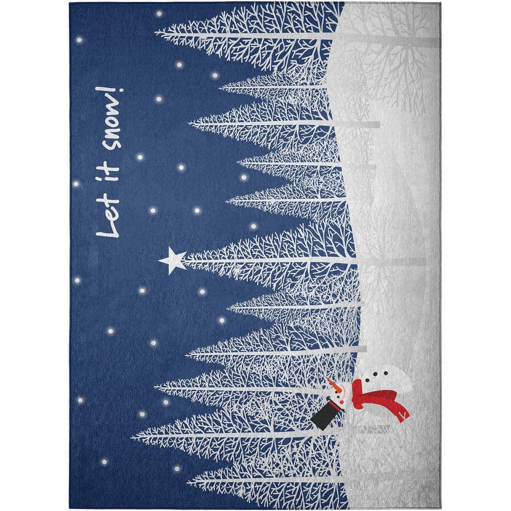 Cozy Winter Blue 5 ft. x 7 ft. 6 in. Indoor/Outdoor Washable Area Rug
