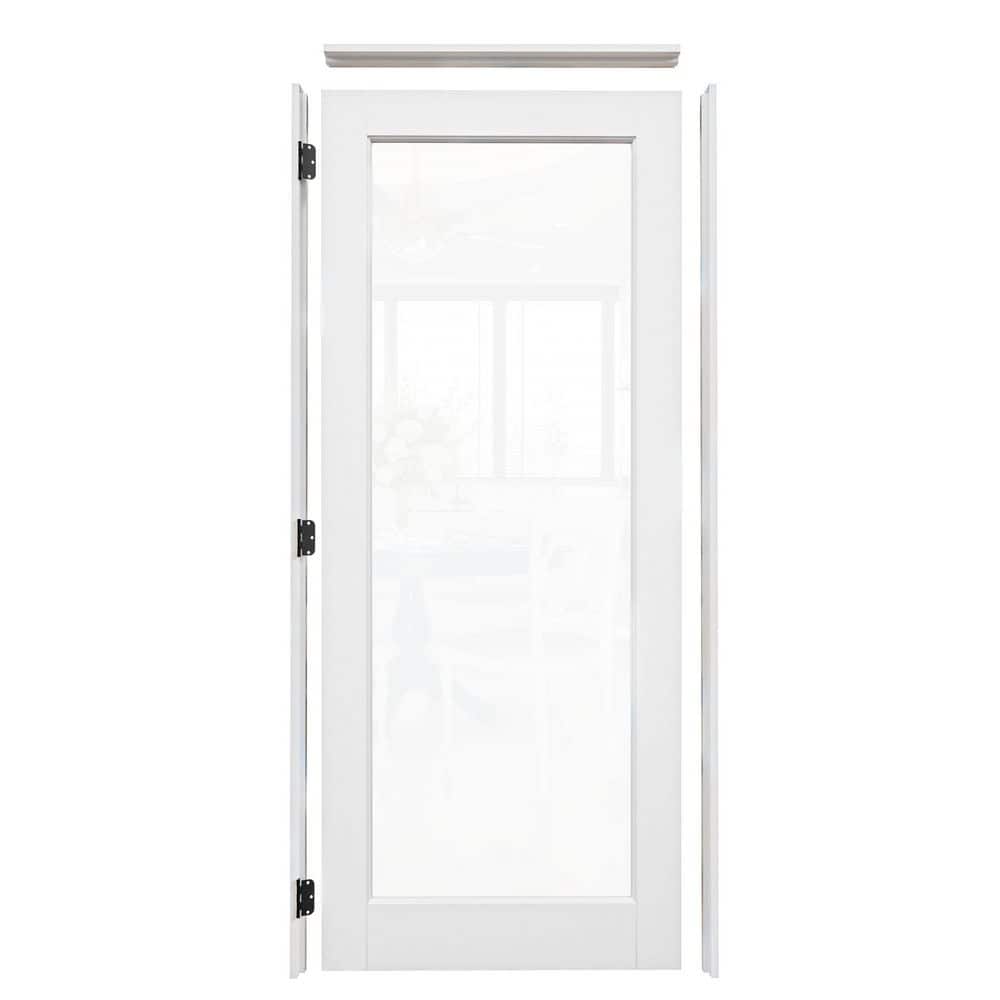 30 in. x 80 in. 1-Lite Clear Glass Right-Handed White Solid Core Glass Single Prehung Interior Door+ Quick Assemble Jamb price history on PriceWatchPro