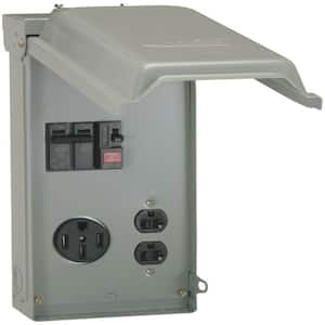 70 Amp Temporary Power Box with GFCI and 50 Amp Outlet Top Feed