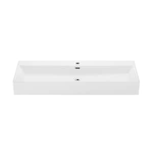 Claire 39.56 in. Rectangle Wall Mount Bathroom Sink in Glossy White