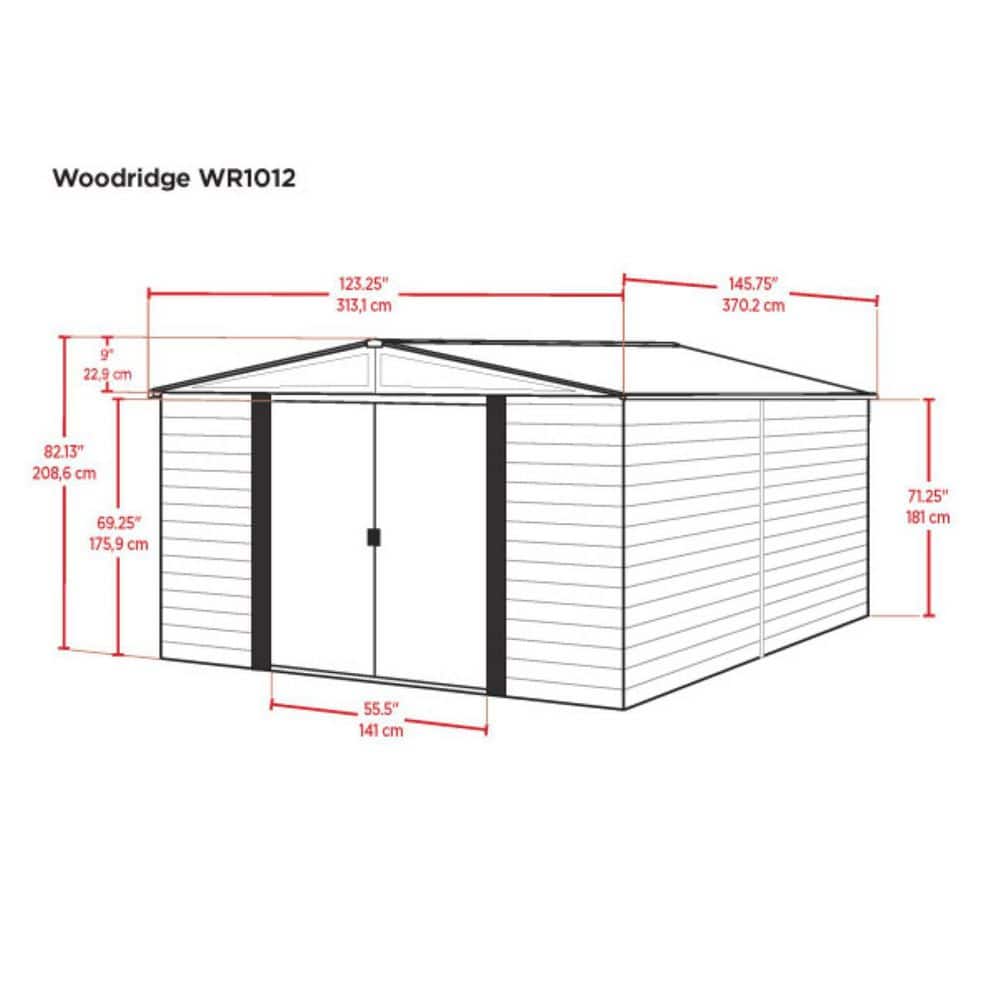 Woodridge 10' x 12' Brown Steel Storage Shed with Sliding Doors