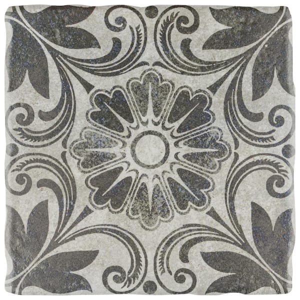 Merola Tile Costa Cendra Decor Dahlia 7-3/4 in. x 7-3/4 in. Ceramic Floor and Wall Tile (10.75 sq. ft./Case)