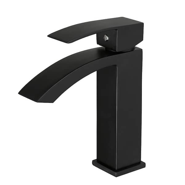 Single Handle Single Hole Bathroom Faucet in Matte Black