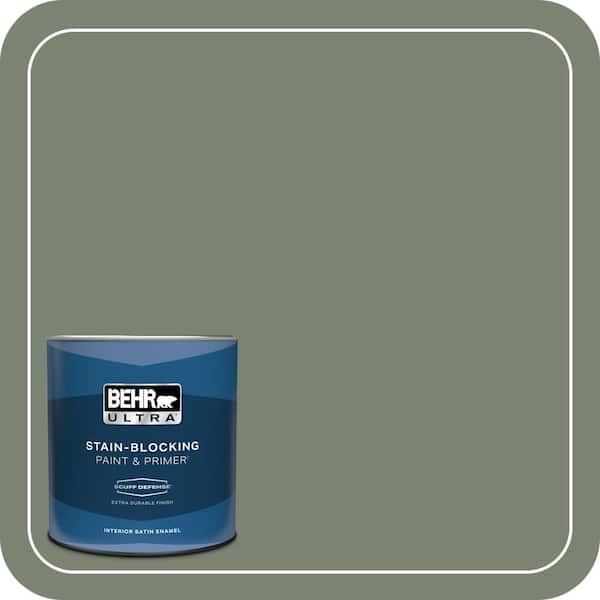BEHR ULTRA 1 qt. #ICC-77 Sage Green Extra Durable Satin Enamel Interior Paint & Primer