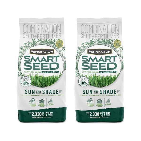Pennington Smart Seed Sun and Shade North 7 lb. 2,330 sq. ft. Grass Seed and Lawn Fertilizer (2-Pack)