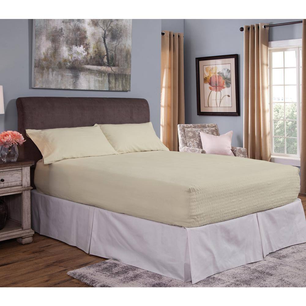 Bed Tite Flannel 3-Piece Ivory Solid 150 Thread Count Twin Sheet Set ...