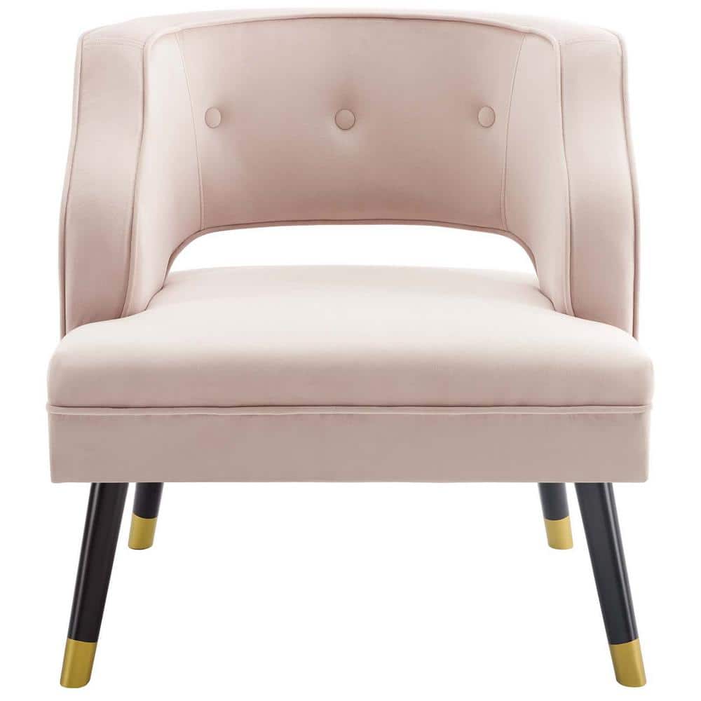 Elegant Gray Velvet Wood Accent Chair with Button Tufting