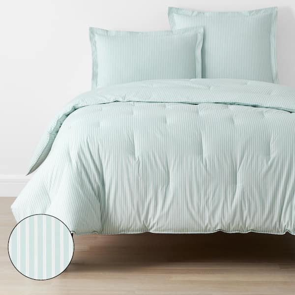 The Company Store Company Cotton Mariel Stripes Sea Blue Twin/Twin XL Cotton Percale Comforter