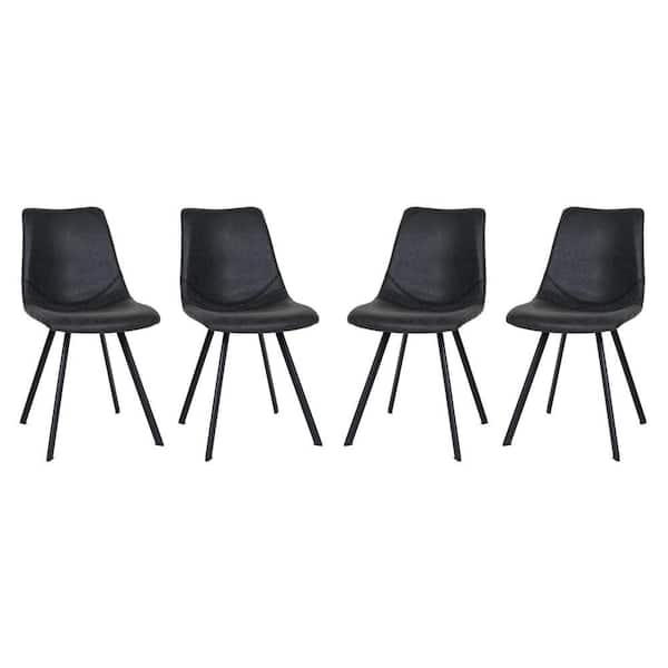 Markley Charcoal Black Faux Leather Dining Chair Set of 4