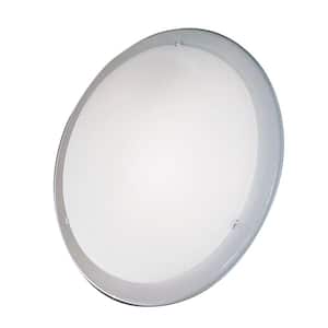 Planet 11 in. W x 4 in. H 1-Light White Semi-Flush Mount with Polished White Glass Shade