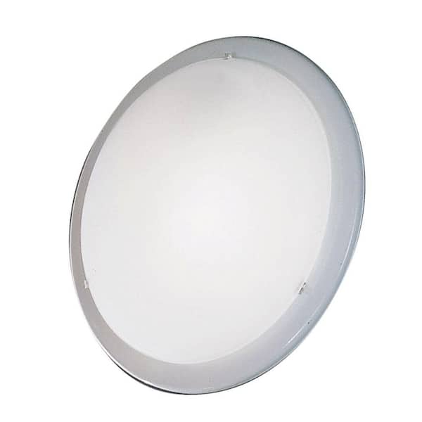 Eglo Planet 11 in. W x 4 in. H 1-Light White Semi-Flush Mount with Polished White Glass Shade