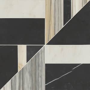 Modni Square 16 in. x 16 in. Honed Warm Blend Marble Mosaic Tile (8.85 sq. ft./Case)
