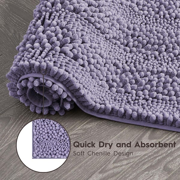 Laura Ashley Non-Slip Astor Chenille Purple 20 in. x 34 in