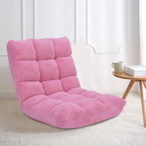 22 in. W Pink Fabric Flannel Sponge Back Adjustable Lazy Floor Gaming Chair