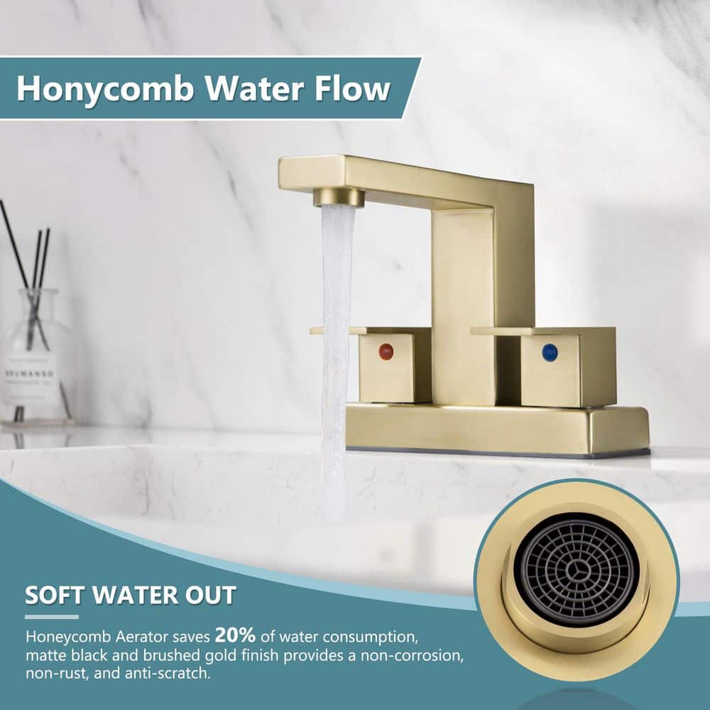 Matte Black Stainless Steel Double Handle Centerset Bathroom Faucet