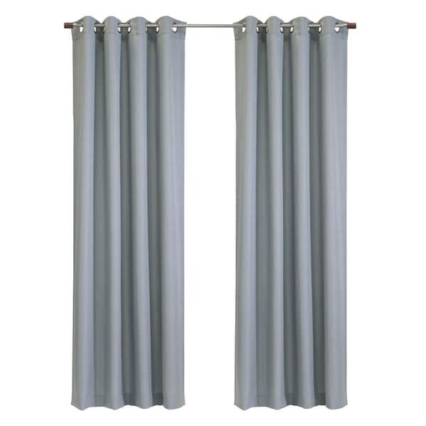 Jamie Blue Polyester Textured 52 in. W x 84 in. L Grommet Indoor Light Filtering Curtain (Single Panel)
